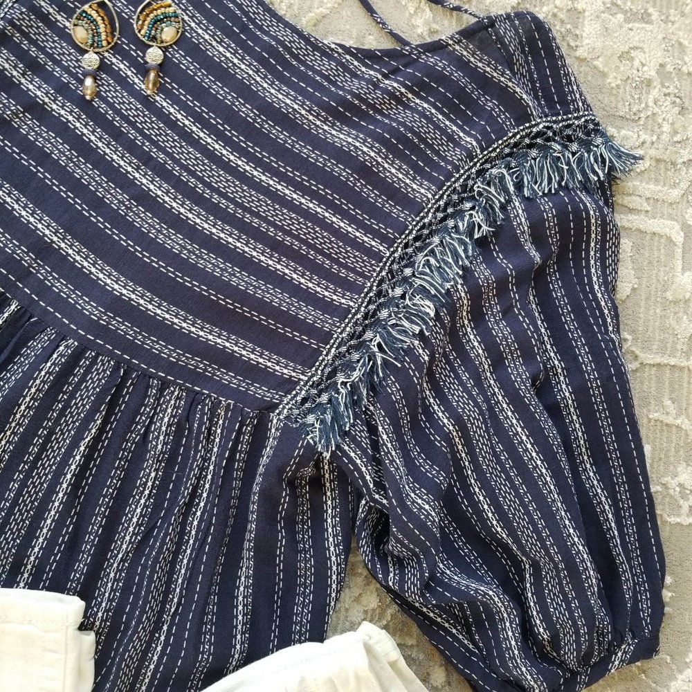 Top Blouse. Navy Blue & White Stripe. Blue Rain Brand. Size Small. - Picture 3 of 6
